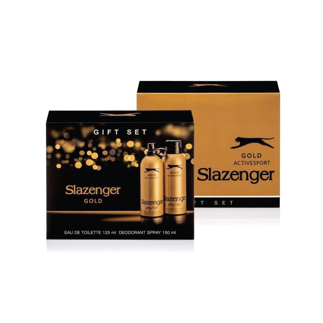 SLAZENGER-KOFRE-AS-GOLD-PARFÜM---8690587201901 ست ادکلن ضد عرق طلایی اسلازنگر - تصویر 1
