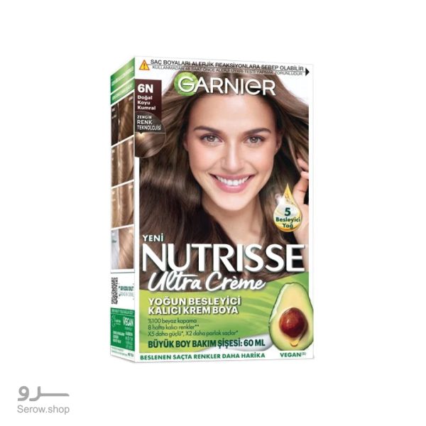 کیت رنگ موی گارنیه NUTRISSE شماره ۶N رنگ بلوند تیره طبیعی