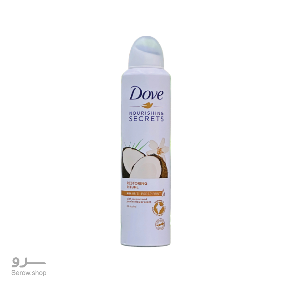 Dove-Restoring-Ritual-al-Cocco-Deo-250ml-spray---8717163714942 اسپری ضد تعریق داو با رایحه نارگیل و گل یاس حجم 250 میل