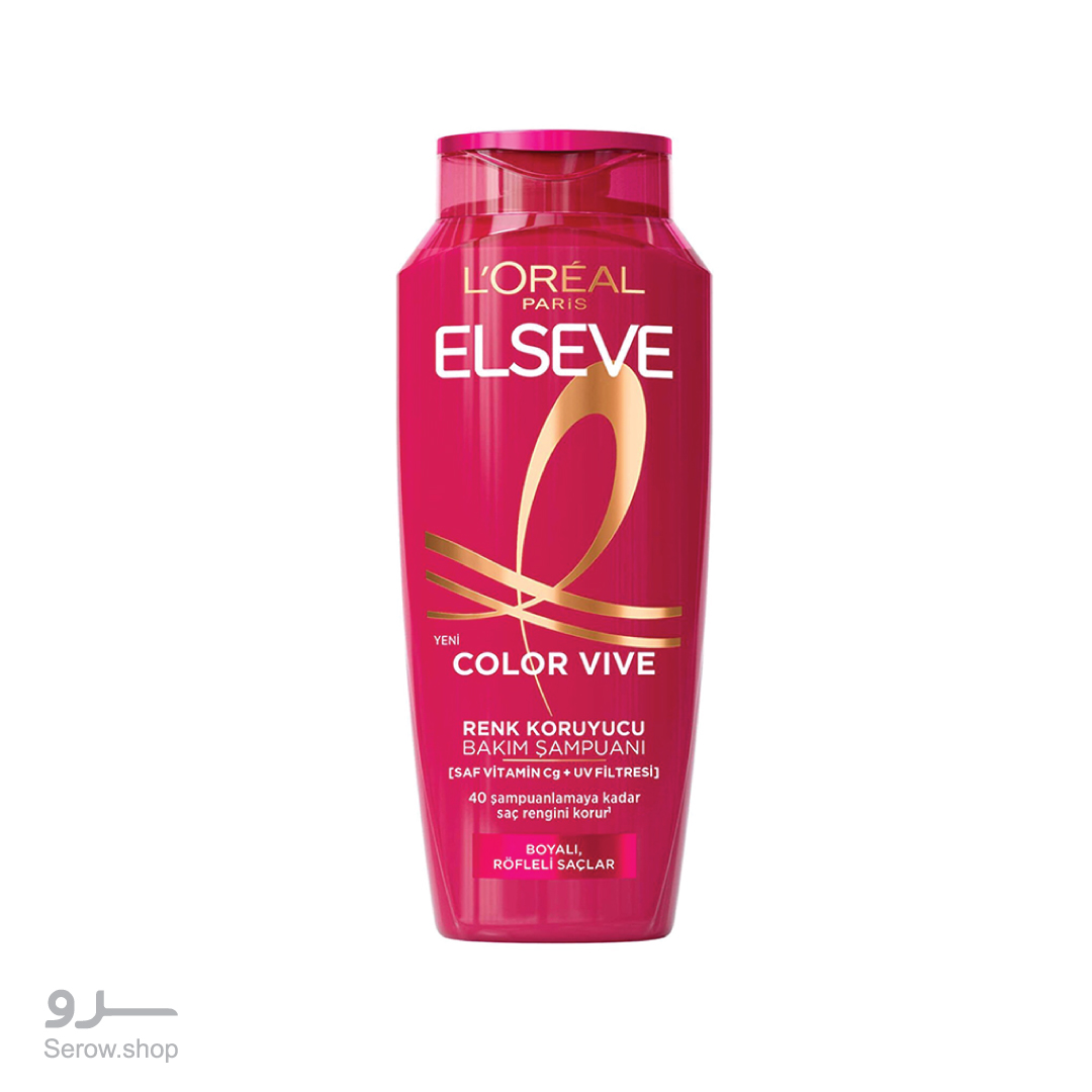 Loreal-Paris-Elseve-Color-Vive-shampoo-for-colored-or-highlighted-hair-285-ml---3600524217686 شامپو برای موهای رنگ شده لورال قرمز مدل Color Vive السیو Elseve ۲۸۵ میبل